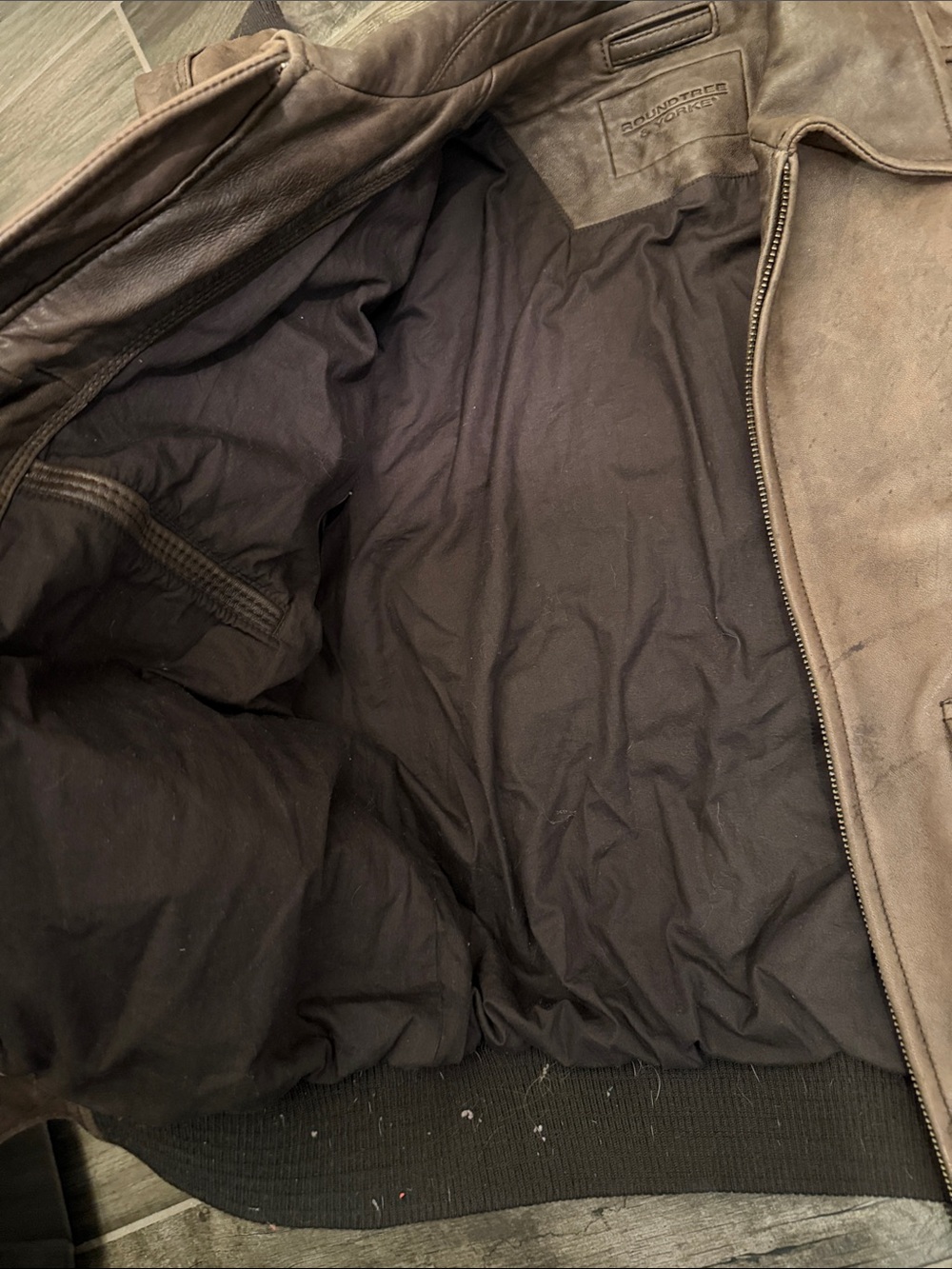 Roundtree & Yorke Brown Leather Bomber Jacket - Picture 7 of 8